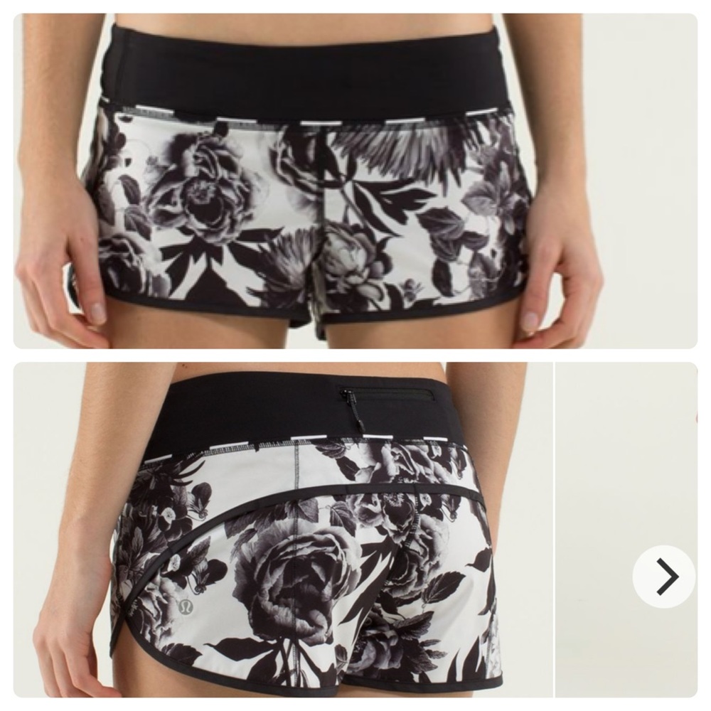 Lululemon Run Speed Short Brisk Bloom black white